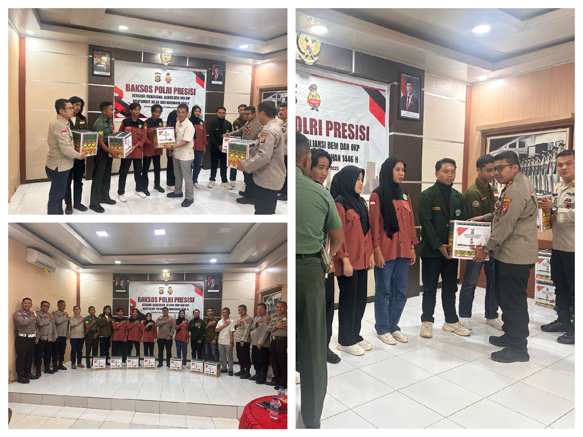 Sambut Ramadhan 1446 H , Polres Konsel Bagi Sembako Bersama Mahasiswa dan OKP
