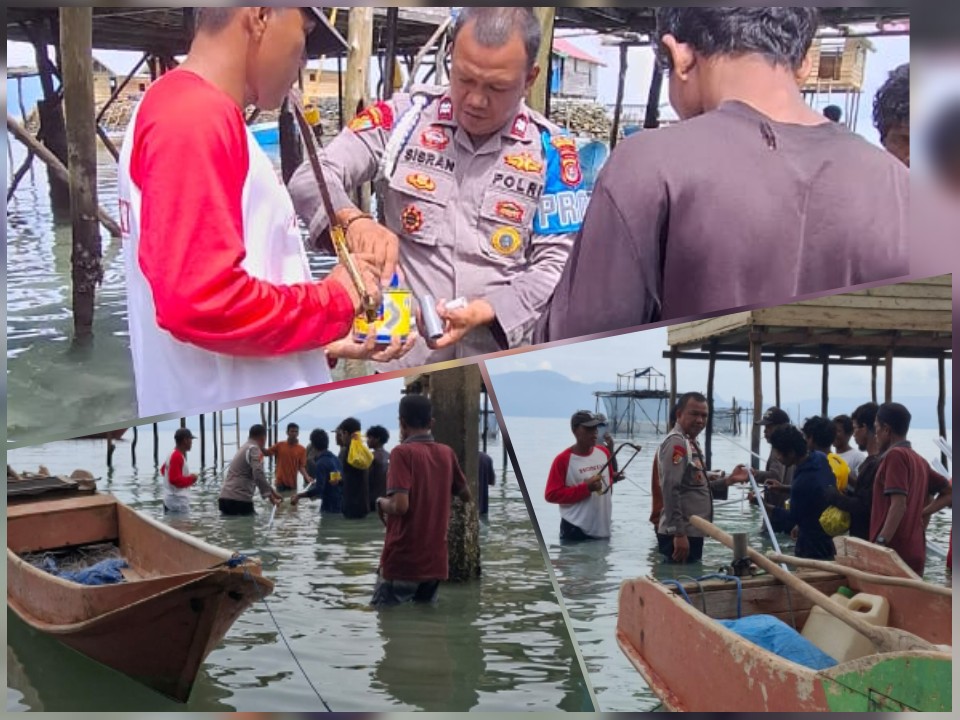 Peringati HUT Bhayangkara Ke 79, Polsek Laonti Berikan Air Bersih Di Desa Pesisir Pantai